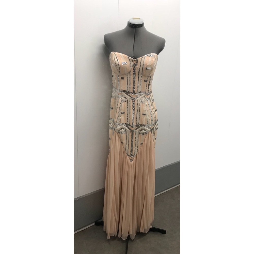 New champagne and silver sequin long mermaid dress